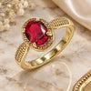 Oro Laminado Multi Stone Ring, Gold Filled Style with Garnet Cubic Zirconia, Polished, Golden Finish, 01.284.0042.1.08 (Size 8)