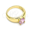 Oro Laminado Multi Stone Ring, Gold Filled Style with Pink Cubic Zirconia, Polished, Golden Finish, 01.284.0043.06 (Size 6)