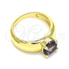 Oro Laminado Multi Stone Ring, Gold Filled Style with Amethyst Cubic Zirconia, Polished, Golden Finish, 01.284.0043.1.06 (Size 6)