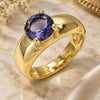 Oro Laminado Multi Stone Ring, Gold Filled Style with Amethyst Cubic Zirconia, Polished, Golden Finish, 01.284.0043.1.06 (Size 6)