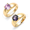Oro Laminado Multi Stone Ring, Gold Filled Style with Amethyst Cubic Zirconia, Polished, Golden Finish, 01.284.0043.1.06 (Size 6)