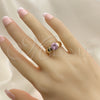 Oro Laminado Multi Stone Ring, Gold Filled Style with Pink Cubic Zirconia, Polished, Golden Finish, 01.284.0043.07 (Size 7)