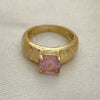 Oro Laminado Multi Stone Ring, Gold Filled Style with Pink Cubic Zirconia, Polished, Golden Finish, 01.284.0043.07 (Size 7)