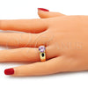 Oro Laminado Multi Stone Ring, Gold Filled Style with Pink Cubic Zirconia, Polished, Golden Finish, 01.284.0043.08 (Size 8)
