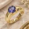 Oro Laminado Multi Stone Ring, Gold Filled Style with Amethyst Cubic Zirconia, Polished, Golden Finish, 01.284.0043.1.08 (Size 8)