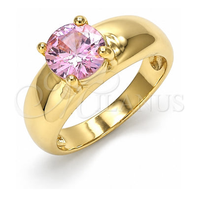 Oro Laminado Multi Stone Ring, Gold Filled Style with Pink Cubic Zirconia, Polished, Golden Finish, 01.284.0043.09 (Size 9)