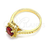 Oro Laminado Multi Stone Ring, Gold Filled Style with Garnet Cubic Zirconia, Polished, Golden Finish, 01.284.0044.1.06 (Size 6)