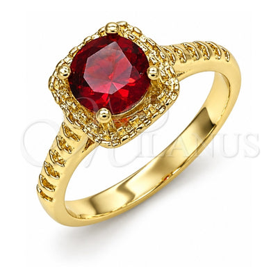 Oro Laminado Multi Stone Ring, Gold Filled Style with Garnet Cubic Zirconia, Polished, Golden Finish, 01.284.0044.1.06 (Size 6)