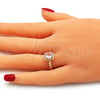 Oro Laminado Multi Stone Ring, Gold Filled Style with Pink Cubic Zirconia, Polished, Golden Finish, 01.284.0044.07 (Size 7)
