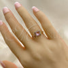 Oro Laminado Multi Stone Ring, Gold Filled Style with Pink Cubic Zirconia, Polished, Golden Finish, 01.284.0044.07 (Size 7)