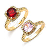 Oro Laminado Multi Stone Ring, Gold Filled Style with Pink Cubic Zirconia, Polished, Golden Finish, 01.284.0044.08 (Size 8)