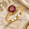 Oro Laminado Multi Stone Ring, Gold Filled Style with Garnet Cubic Zirconia, Polished, Golden Finish, 01.284.0044.1.08 (Size 8)
