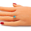 Oro Laminado Multi Stone Ring, Gold Filled Style with Blue Topaz Cubic Zirconia, Polished, Golden Finish, 01.284.0045.1.06 (Size 6)
