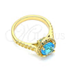 Oro Laminado Multi Stone Ring, Gold Filled Style with Blue Topaz Cubic Zirconia, Polished, Golden Finish, 01.284.0045.1.06 (Size 6)