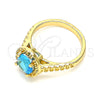 Oro Laminado Multi Stone Ring, Gold Filled Style with Blue Topaz Cubic Zirconia, Polished, Golden Finish, 01.284.0045.1.06 (Size 6)