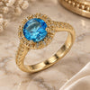 Oro Laminado Multi Stone Ring, Gold Filled Style with Blue Topaz Cubic Zirconia, Polished, Golden Finish, 01.284.0045.1.06 (Size 6)
