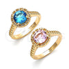 Oro Laminado Multi Stone Ring, Gold Filled Style with Blue Topaz Cubic Zirconia, Polished, Golden Finish, 01.284.0045.1.06 (Size 6)