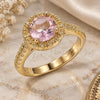 Oro Laminado Multi Stone Ring, Gold Filled Style with Pink Cubic Zirconia, Polished, Golden Finish, 01.284.0045.08 (Size 8)