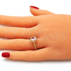 Oro Laminado Multi Stone Ring, Gold Filled Style with Pink Cubic Zirconia, Polished, Golden Finish, 01.284.0045.09 (Size 9)