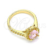 Oro Laminado Multi Stone Ring, Gold Filled Style with Pink Cubic Zirconia, Polished, Golden Finish, 01.284.0045.09 (Size 9)