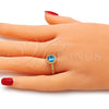Oro Laminado Multi Stone Ring, Gold Filled Style with Blue Topaz Cubic Zirconia, Polished, Golden Finish, 01.284.0045.1.09 (Size 9)