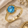 Oro Laminado Multi Stone Ring, Gold Filled Style with Blue Topaz Cubic Zirconia, Polished, Golden Finish, 01.284.0045.1.09 (Size 9)