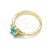 Oro Laminado Multi Stone Ring, Gold Filled Style with Blue Topaz and White Cubic Zirconia, Polished, Golden Finish, 01.284.0046.1.06 (Size 6)