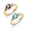 Oro Laminado Multi Stone Ring, Gold Filled Style with Amethyst and White Cubic Zirconia, Polished, Golden Finish, 01.284.0046.07 (Size 7)
