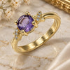 Oro Laminado Multi Stone Ring, Gold Filled Style with Amethyst and White Cubic Zirconia, Polished, Golden Finish, 01.284.0046.08 (Size 8)
