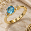 Oro Laminado Multi Stone Ring, Gold Filled Style with Blue Topaz and White Cubic Zirconia, Polished, Golden Finish, 01.284.0046.1.08 (Size 8)
