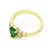 Oro Laminado Multi Stone Ring, Gold Filled Style Teardrop Design, with Green and White Cubic Zirconia, Polished, Golden Finish, 01.284.0047.06 (Size 6)