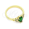 Oro Laminado Multi Stone Ring, Gold Filled Style Teardrop Design, with Green and White Cubic Zirconia, Polished, Golden Finish, 01.284.0047.07 (Size 7)