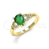 Oro Laminado Multi Stone Ring, Gold Filled Style Teardrop Design, with Green and White Cubic Zirconia, Polished, Golden Finish, 01.284.0047.08 (Size 8)