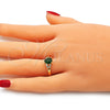 Oro Laminado Multi Stone Ring, Gold Filled Style Teardrop Design, with Green and White Cubic Zirconia, Polished, Golden Finish, 01.284.0047.09 (Size 9)