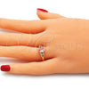Oro Laminado Multi Stone Ring, Gold Filled Style Teardrop Design, with Pink and White Cubic Zirconia, Polished, Golden Finish, 01.284.0047.1.07 (Size 7)