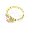Oro Laminado Multi Stone Ring, Gold Filled Style Teardrop Design, with Pink and White Cubic Zirconia, Polished, Golden Finish, 01.284.0047.1.07 (Size 7)