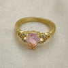 Oro Laminado Multi Stone Ring, Gold Filled Style Teardrop Design, with Pink and White Cubic Zirconia, Polished, Golden Finish, 01.284.0047.1.07 (Size 7)