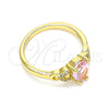 Oro Laminado Multi Stone Ring, Gold Filled Style Teardrop Design, with Pink and White Cubic Zirconia, Polished, Golden Finish, 01.284.0047.1.09 (Size 9)