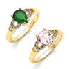 Oro Laminado Multi Stone Ring, Gold Filled Style Teardrop Design, with Pink and White Cubic Zirconia, Polished, Golden Finish, 01.284.0047.1.09 (Size 9)