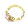 Oro Laminado Multi Stone Ring, Gold Filled Style with Pink and White Cubic Zirconia, Polished, Golden Finish, 01.284.0048.06 (Size 6)