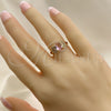 Oro Laminado Multi Stone Ring, Gold Filled Style with Pink and White Cubic Zirconia, Polished, Golden Finish, 01.284.0048.07 (Size 7)