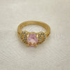 Oro Laminado Multi Stone Ring, Gold Filled Style with Pink and White Cubic Zirconia, Polished, Golden Finish, 01.284.0048.07 (Size 7)