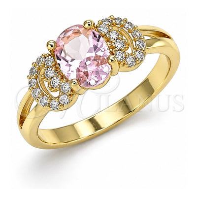 Oro Laminado Multi Stone Ring, Gold Filled Style with Pink and White Cubic Zirconia, Polished, Golden Finish, 01.284.0048.07 (Size 7)