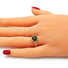 Oro Laminado Multi Stone Ring, Gold Filled Style Heart Design, with Green and White Cubic Zirconia, Polished, Golden Finish, 01.284.0049.1.06 (Size 6)