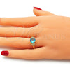Oro Laminado Multi Stone Ring, Gold Filled Style Heart Design, with Blue Topaz and White Cubic Zirconia, Polished, Golden Finish, 01.284.0049.08 (Size 8)