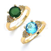 Oro Laminado Multi Stone Ring, Gold Filled Style Heart Design, with Blue Topaz and White Cubic Zirconia, Polished, Golden Finish, 01.284.0049.08 (Size 8)