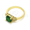 Oro Laminado Multi Stone Ring, Gold Filled Style Heart Design, with Green and White Cubic Zirconia, Polished, Golden Finish, 01.284.0049.1.08 (Size 8)