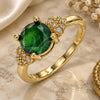 Oro Laminado Multi Stone Ring, Gold Filled Style Heart Design, with Green and White Cubic Zirconia, Polished, Golden Finish, 01.284.0049.1.09 (Size 9)