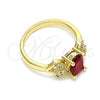 Oro Laminado Multi Stone Ring, Gold Filled Style Leaf Design, with Garnet and White Cubic Zirconia, Polished, Golden Finish, 01.284.0050.08 (Size 8)