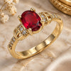 Oro Laminado Multi Stone Ring, Gold Filled Style with Garnet and White Cubic Zirconia, Polished, Golden Finish, 01.284.0051.08 (Size 8)